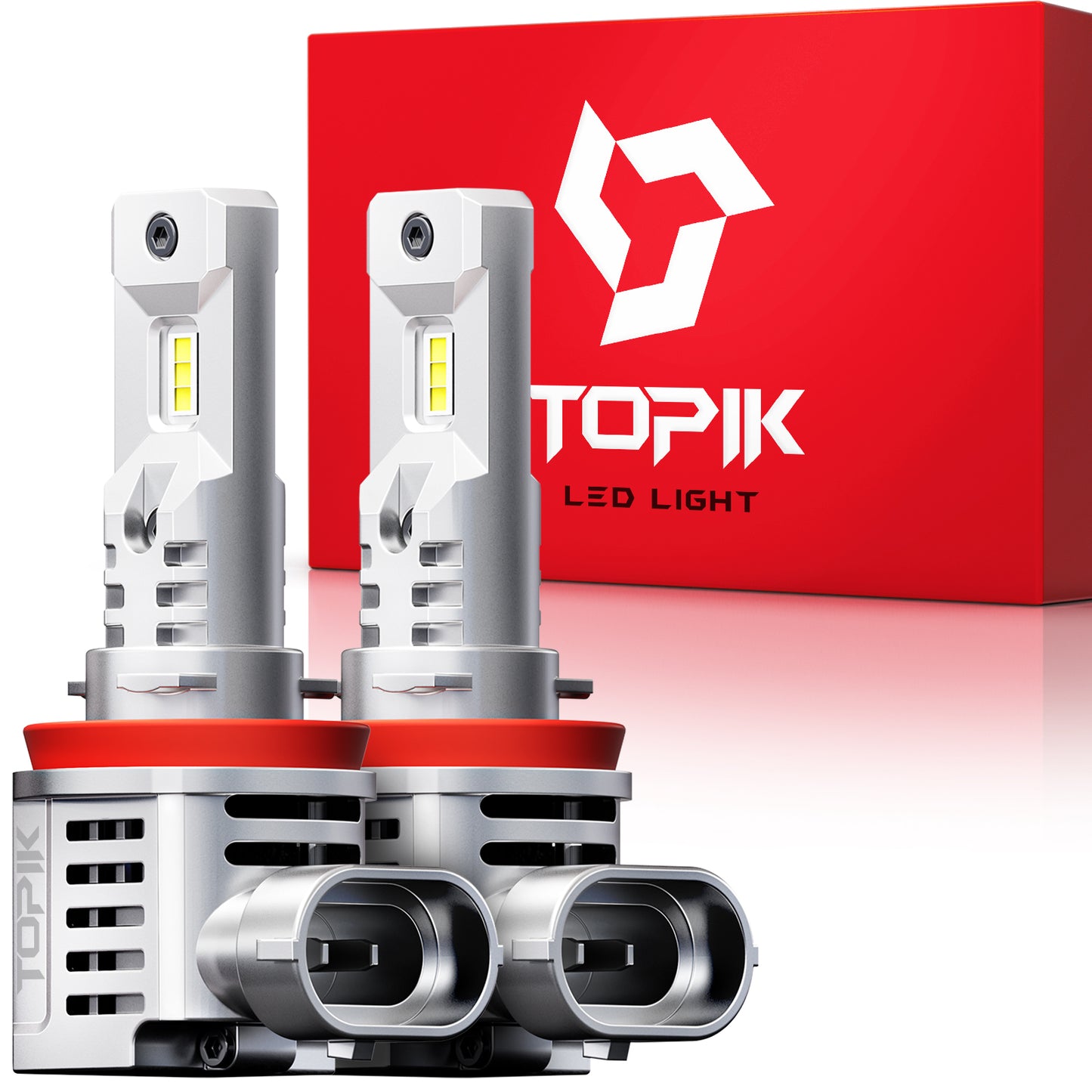 TOPIK H11/H9/H8 Light Bulbs, 20000LM 6000K White Halogen Replacement Low Beam Light Plug and Play, Pack of 2