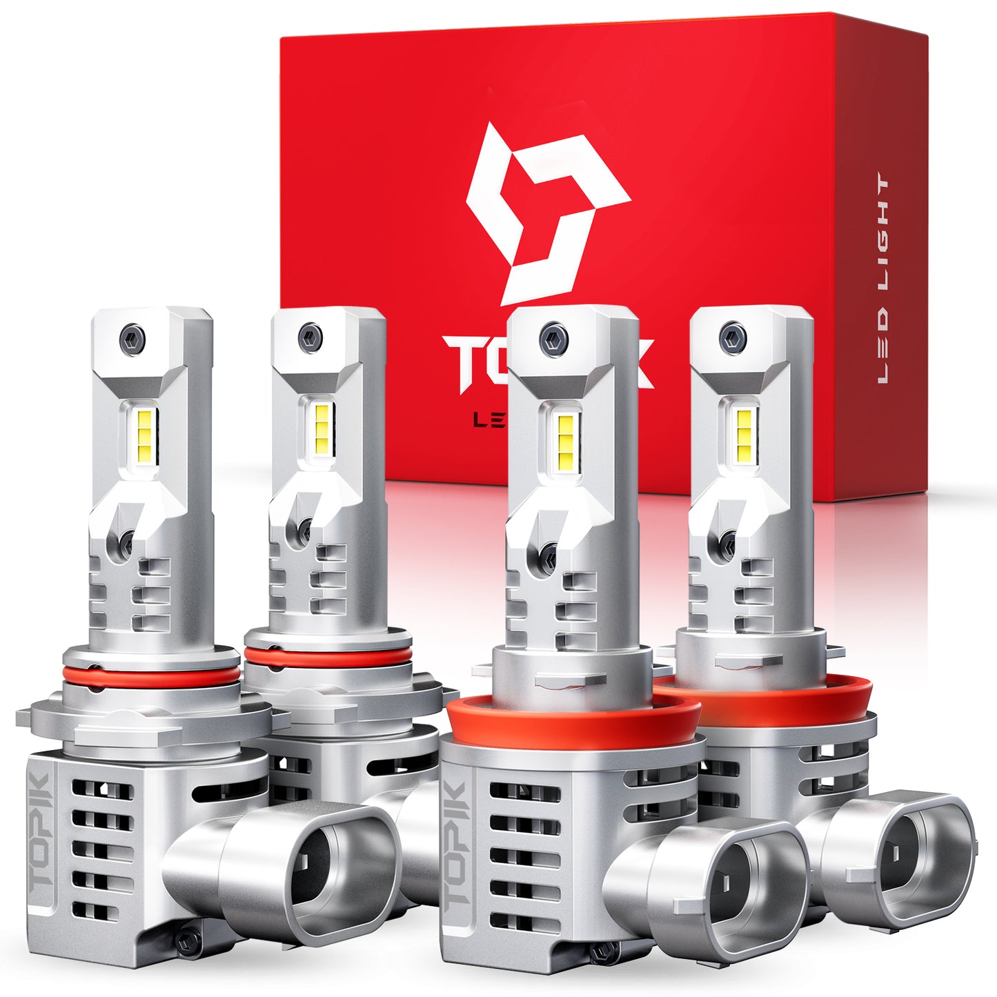 TOPIK 9005/HB3 H11/H9/H8 Bulbs Combo, 40000LM 6000K White Fog Light Bulb for Halogen Replacement, Pack of 4